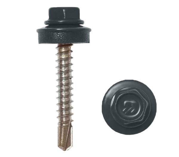 Саморез кровельный 5.5x19 RAL 7024 по металлу (100шт)